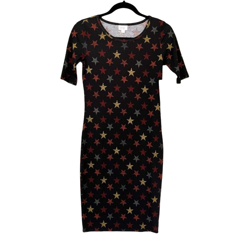 Lularoe Julia Fitted Dress Stars Print - XXS